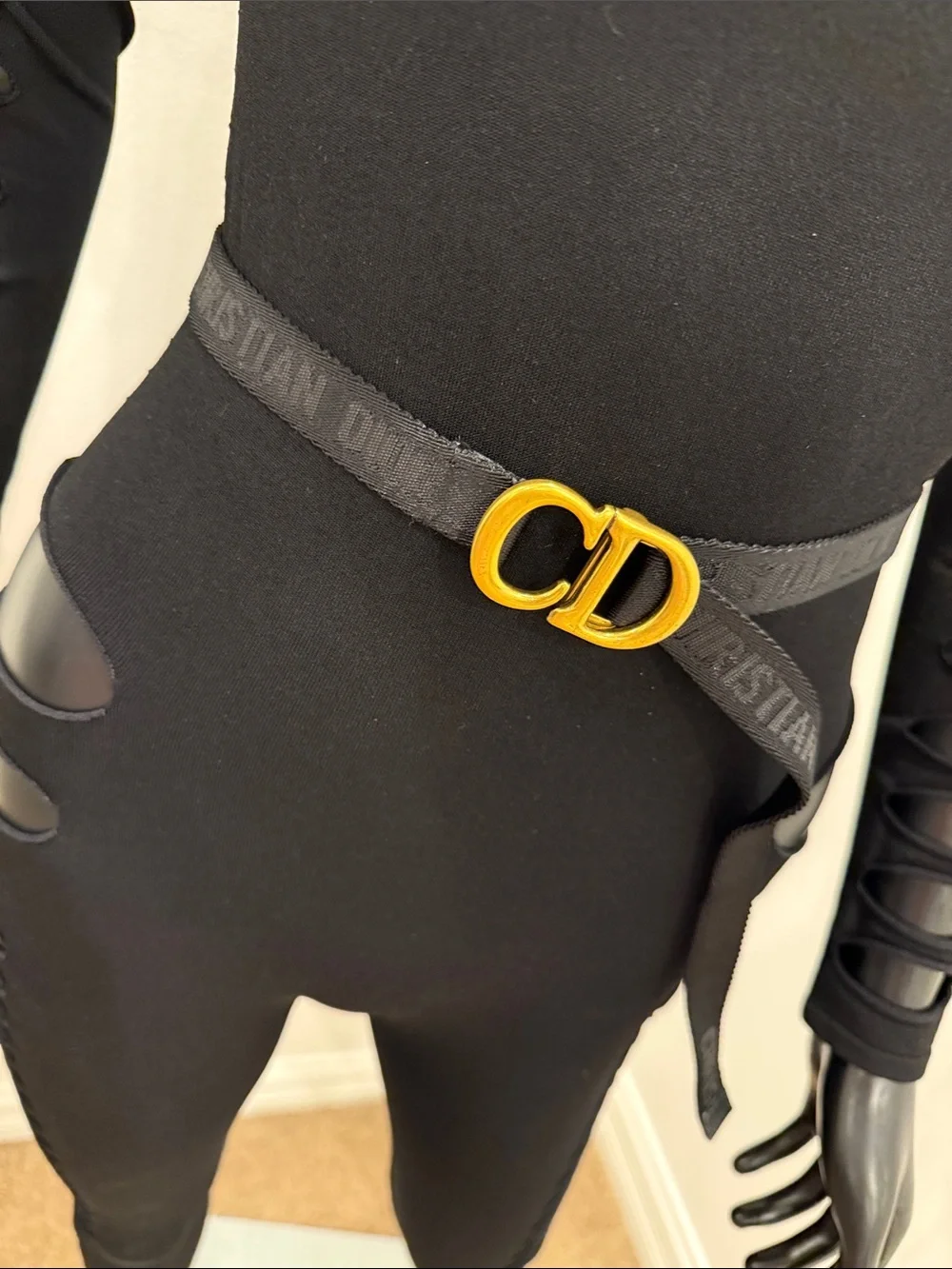 Christian Dior J’Adior Logo Ribbon Belt CD Buckle Black One Size NEW